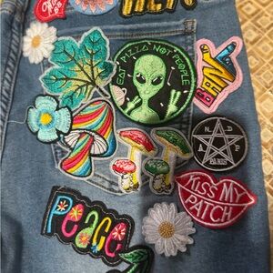 AKIRA Colorful Patchwork Boot Cut Jeans